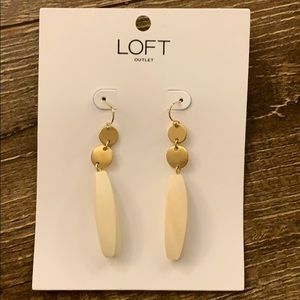 Ann Taylor Loft Dangle Earrings Gold w/ White Wood